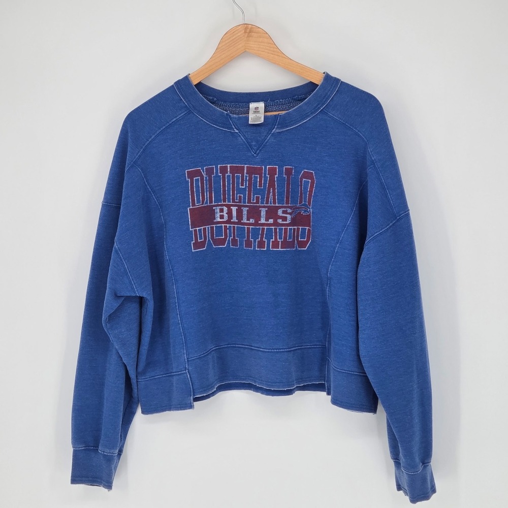 NFL Team Apparel Buffalo Bills Womens Cropped Sweatshirt Thrashed L Graphic